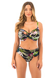 Maldives Slip Bikini taille haute Black Tropical