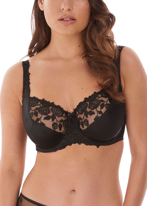 Fantasie Clementine Bra Plunge Balcony Black White Red Floral Lace 9181 New 